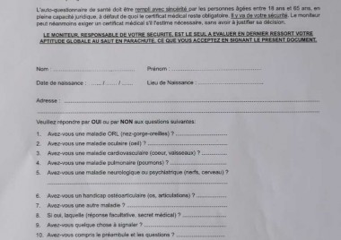 Le certificat médical n'est plus obligatoire pour sauter en parachute tandem au Luc en Provence Actualité - Atlas Parachutisme